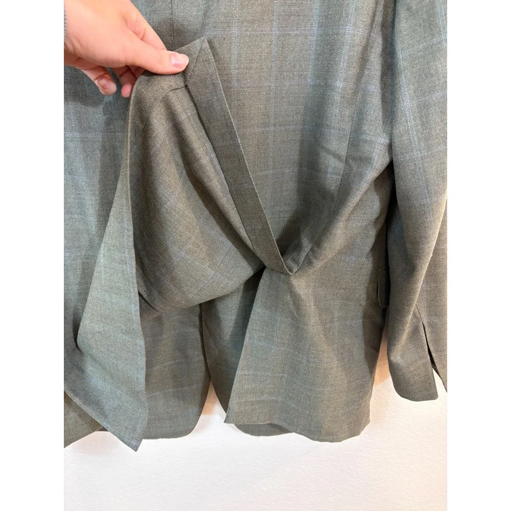 Ermenegildo Zegna Sport Coat Mens 50R Green Vintage Wool Windowpane